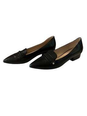 Cole Haan Women's Mabel Skimmer Pointed Toe Black Leather Ballet Loafers- 9 1/2